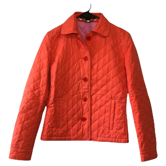 Ralph Lauren Black Label Quilted Jacket Size Small Coral Button Front Winter - Picture 4 of 6